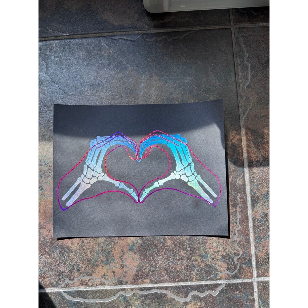 “Till Death Loves You Back” Skeleton Heart Hands Foil Art Print Holographic